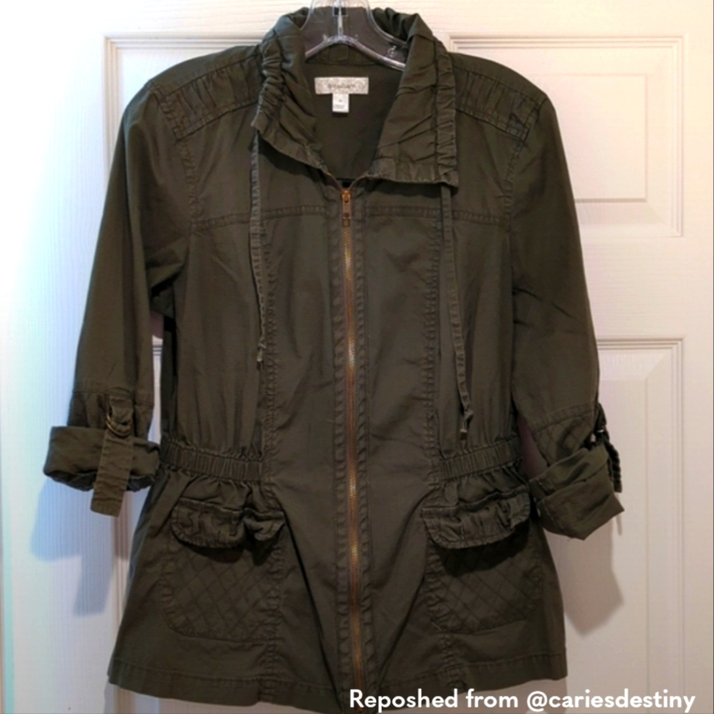 Dressbarn Bomber Style Ripstop Top Size M